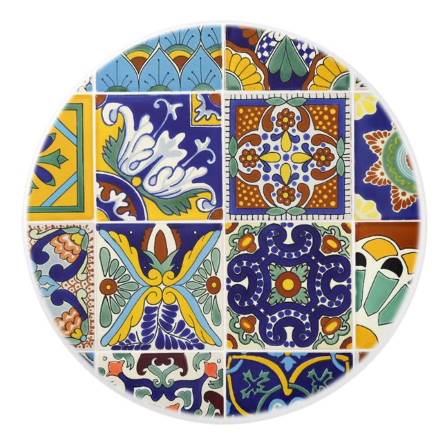 Drawer Talavera Tile Image Ceramic Knob Pull (Front)