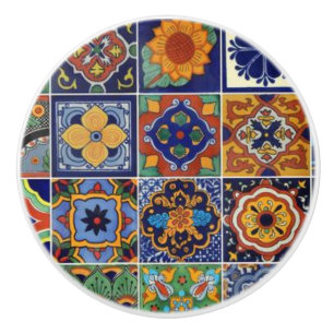 Drawer Talavera Tile Image Ceramic Knob Pull