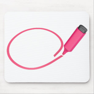 Drawing a circle with a pink highlighter mouse pad