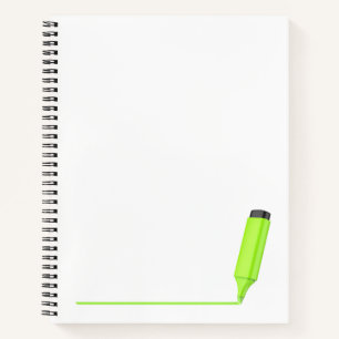 Drawing a straight line with a green highlighter notebook