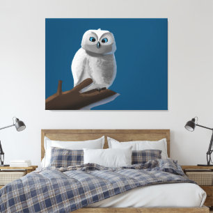 Drawing an owl sitting on a branch canvas print