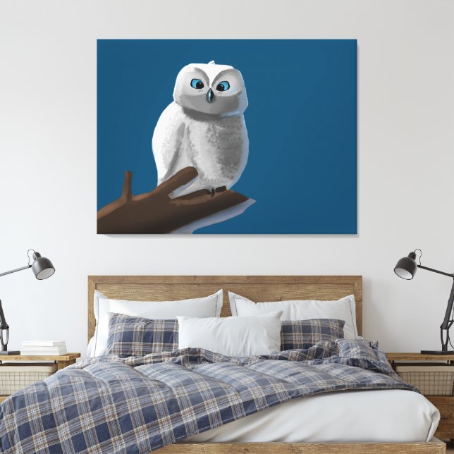 Drawing an owl sitting on a branch canvas print (Insitu(Bedroom))