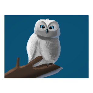 Drawing an owl sitting on a branch photo print