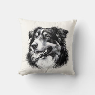 Drawing Australian Shepherd Throw Pillow