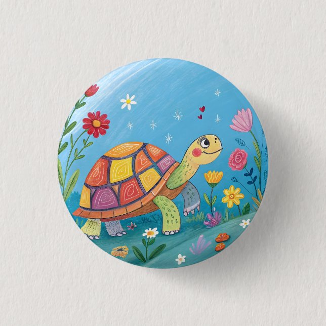 Drawing Baby Turtle 1 Inch Round Button (Front)