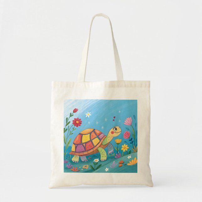 Drawing Baby Turtle Tote Bag (Front)