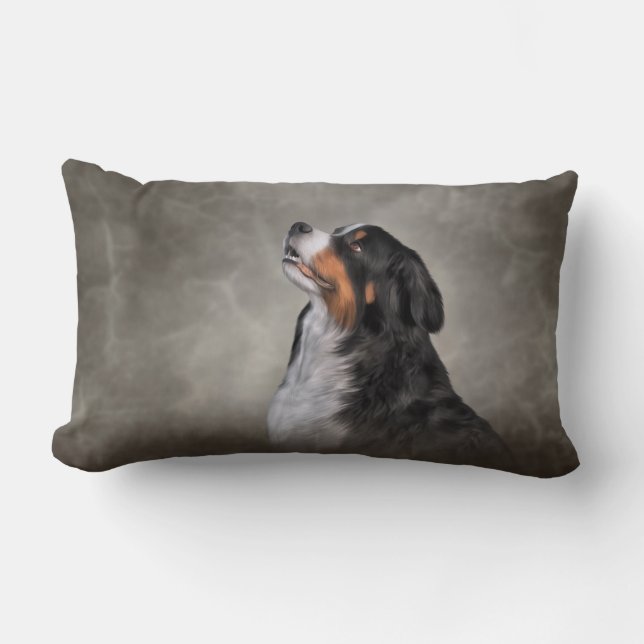 Drawing Bernese Mountain Dog Lumbar Pillow (Front)
