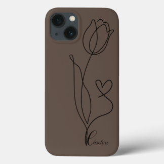 drawing black flower rose heart personalized phone iPhone 13 case