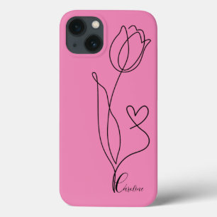 drawing black flower rose heart personalized phone iPhone 13 case