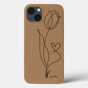 drawing black flower rose heart personalized phone iPhone 13 case