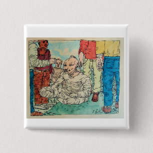 Drawing by Don Evans 9.23.70 2 Inch Square Button