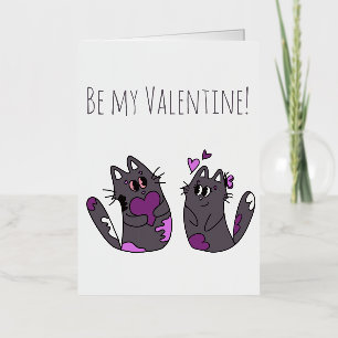 Drawing Cat Hearts Valentines Day Foil Greeting Card