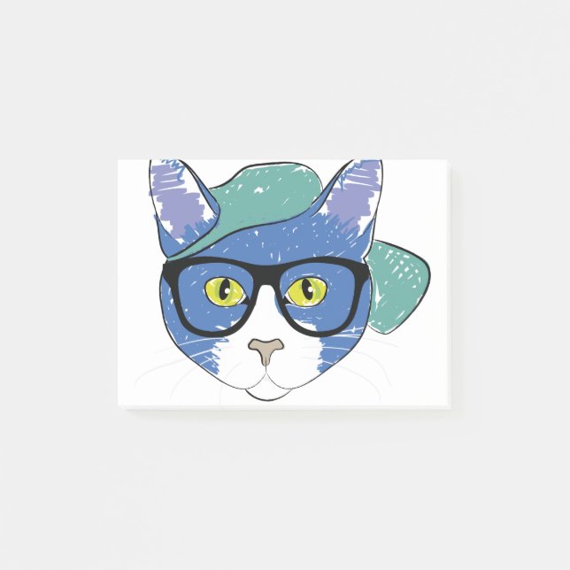 Drawing Cat Mascot Feline Pencil Animals Post-it Notes (Front)