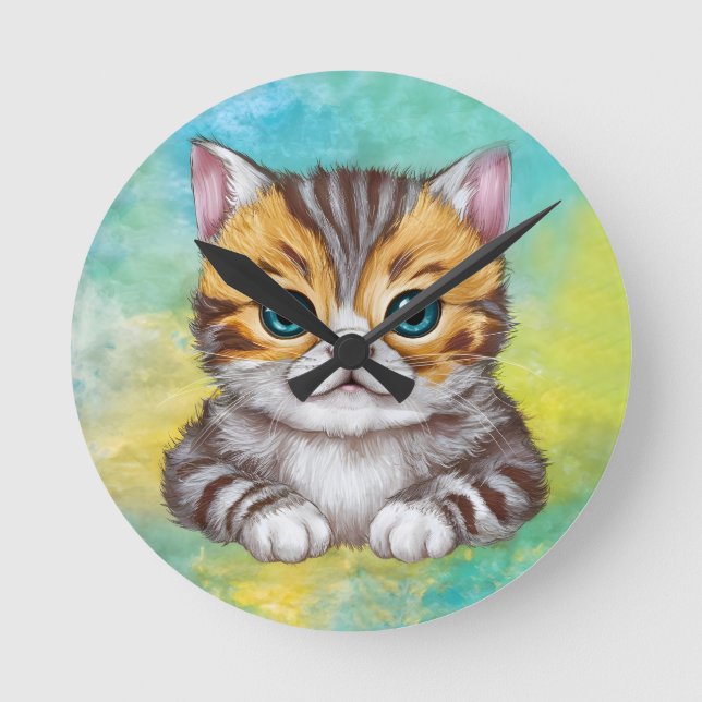Drawing Cat Round Clock (Front)