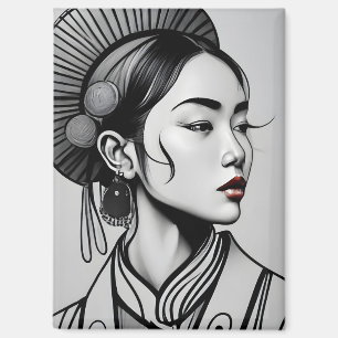 drawing chinese girl magnet