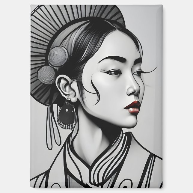 drawing chinese girl magnet (Front)