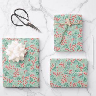 Drawing Christmas Tree Evergreen Pine Needles Wrapping Paper Sheet