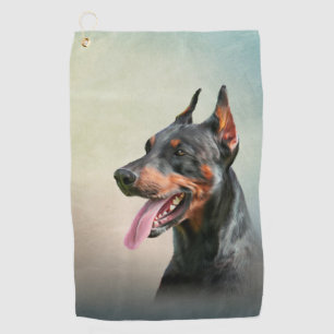 Drawing Doberman dog Golf Towel