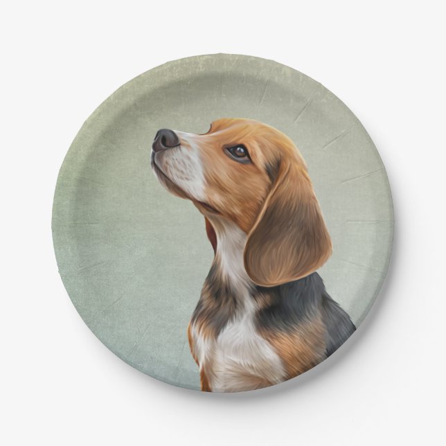 Drawing Dog Beagle 7 Paper Plate (Front)