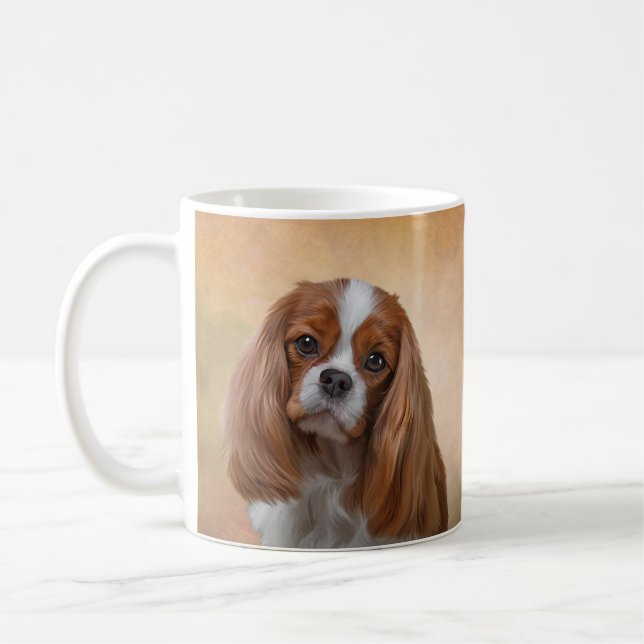 Drawing Dog Cavalier King Charles Spaniel Coffee Mug (Left)