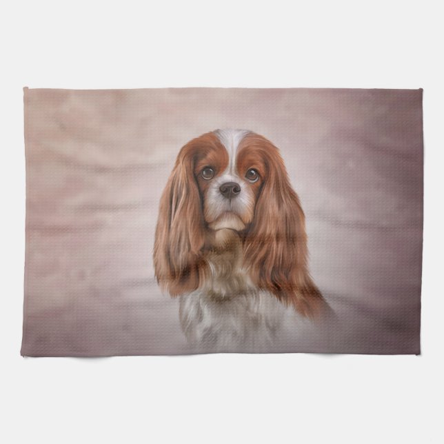 Drawing Dog Cavalier King Charles Spaniel Kitchen Towel (Horizontal)