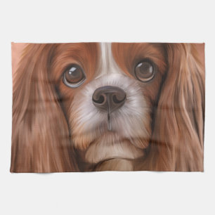 Drawing Dog Cavalier King Charles Spaniel Kitchen Towel