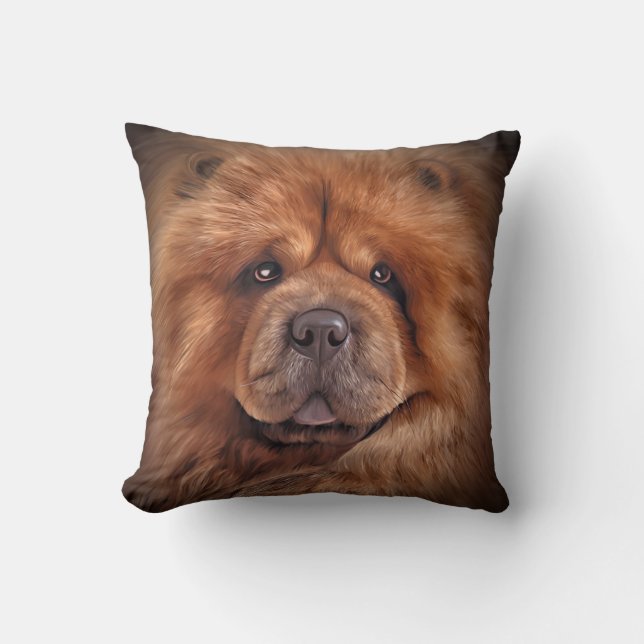 Drawing dog chow chow throw pillow (Front)