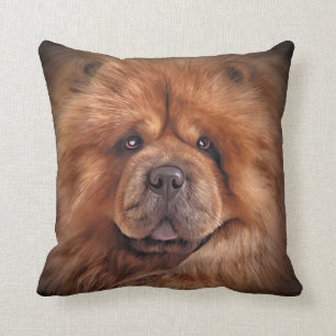 Drawing dog chow chow throw pillow