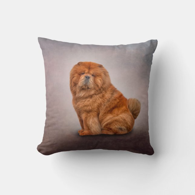 Drawing dog chow chow throw pillow (Front)