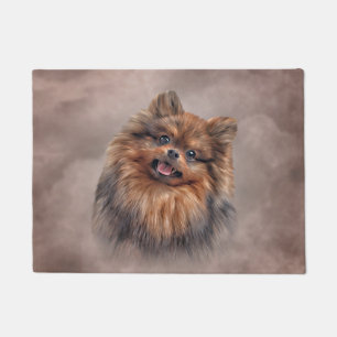 Drawing Dog Pomeranian Spitz Doormat
