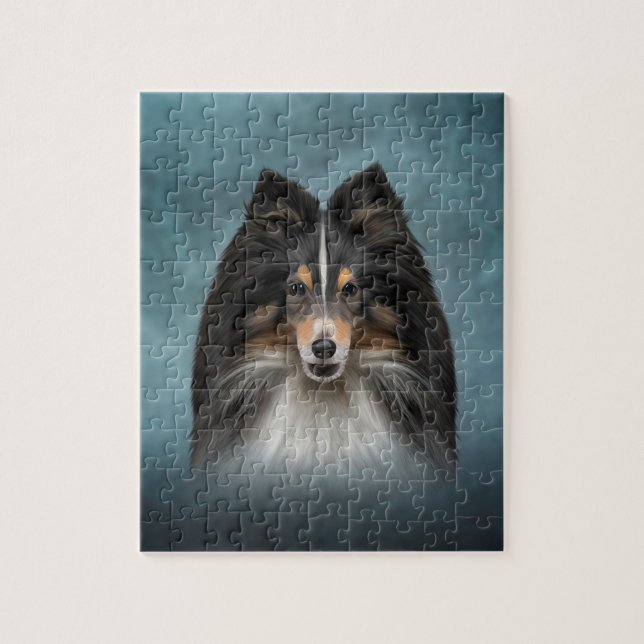 Drawing Dog Shetland Sheepdog, Sheltie Jigsaw Puzzle (Vertical)