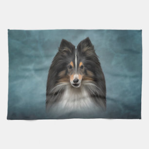 Drawing Dog Shetland Sheepdog, Sheltie Kitchen Towel