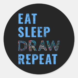 Drawing Eat Sleep Draw Repeat Classic Round Sticker
