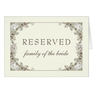 Drawing floral ivory vintage wedding reserved sign