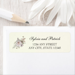 Drawing flowers ivory wedding address labels 