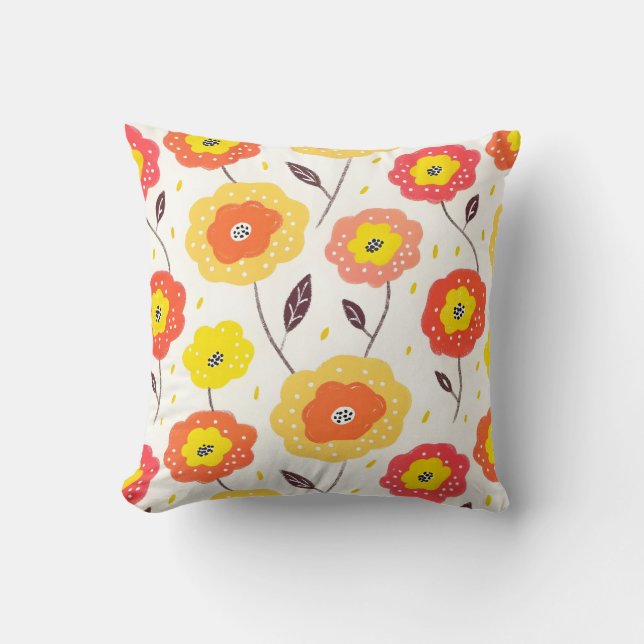Drawing Flowers Throw Pillow (Front)