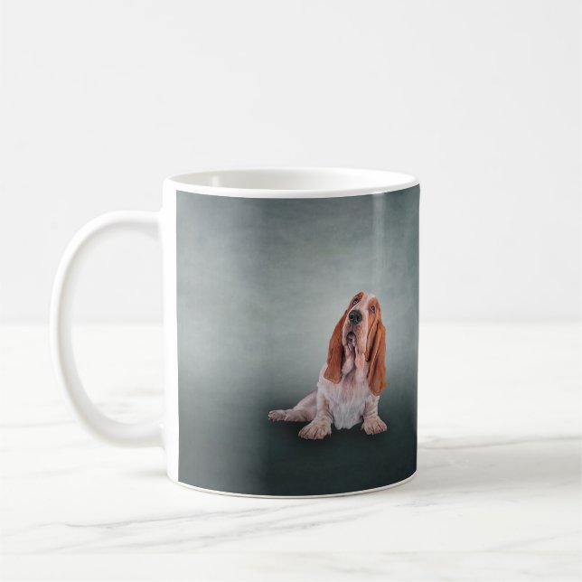 Drawing funny Basset Hound dog Coffee Mug (Left)