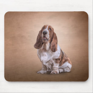 Drawing funny Basset Hound dog Mouse Pad