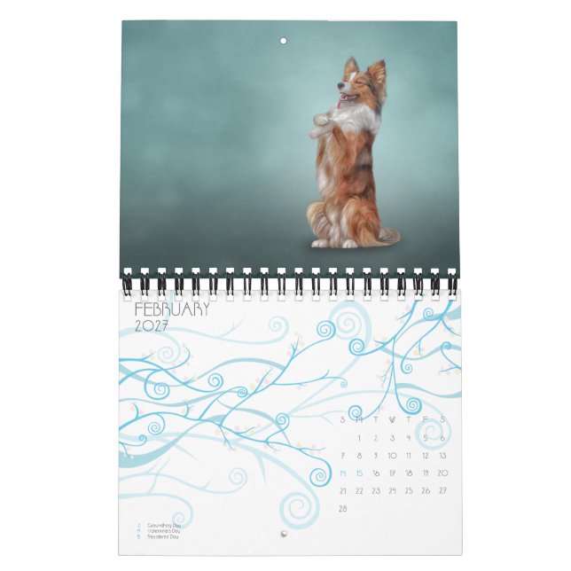 Drawing funny Dogs Calendar (Feb 2027)