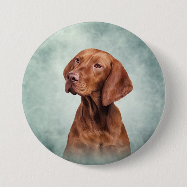Drawing funny Vizsla Pointer 3 Inch Round Button (Front)