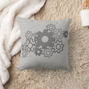 Drawing gears throw pillow