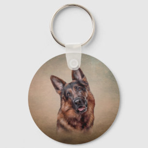 Drawing German Shepherd Dog Keychain