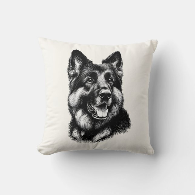 Drawing German Shepherd Throw Pillow (Front)