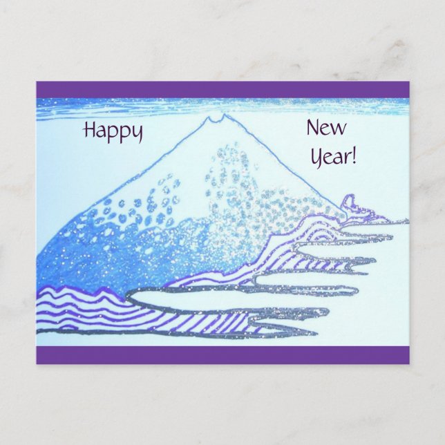 Drawing in Gel Ink, Hokusai Painting Holiday Postcard (Front)