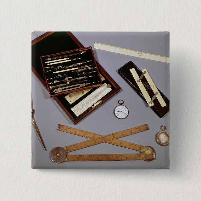 Drawing instruments used by Isambard 2 Inch Square Button (Front)