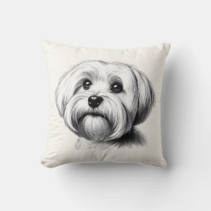 Drawing Maltese Dog Throw Pillow