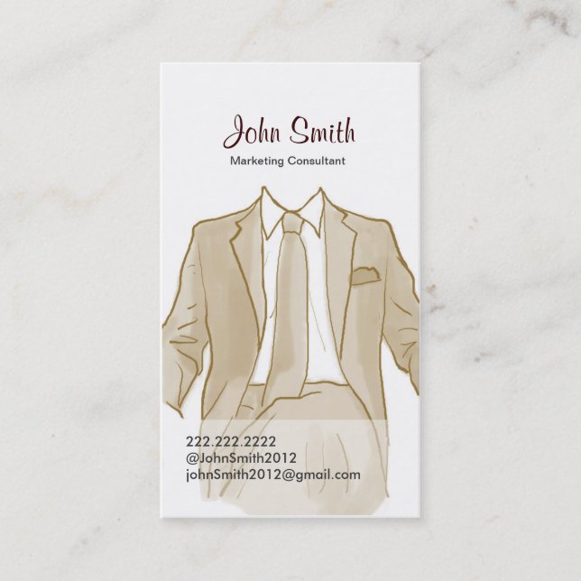 Drawing Men's Suit Profile Card (Front)