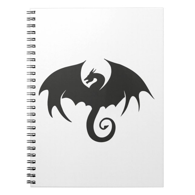 Drawing of a black dragon silhouette notebook (Front)