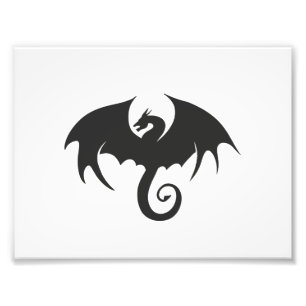 Drawing of a black dragon silhouette photo print
