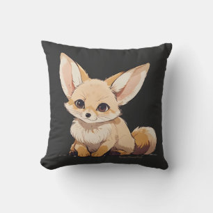 Drawing of a Fennec, Desert Fox, in Cartoon style Throw Pillow